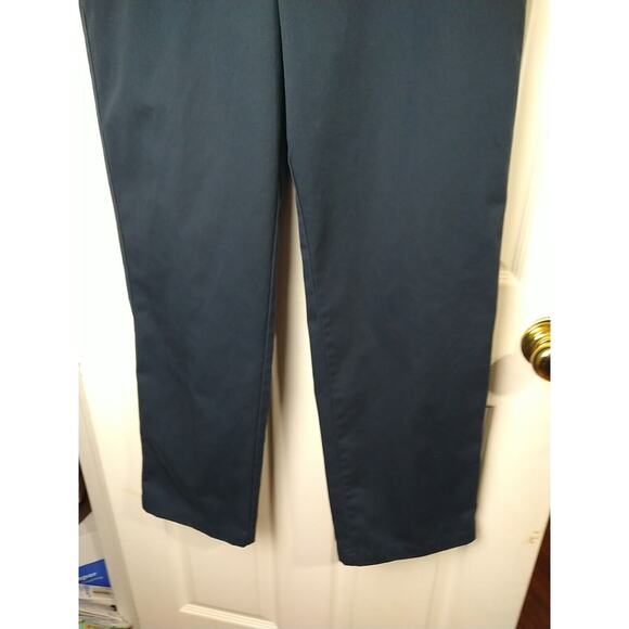 L.L. Bean Woman 14 Pants Flat Front Chino Work Blue Straight Leg Stretch Waist - Picture 3 of 11